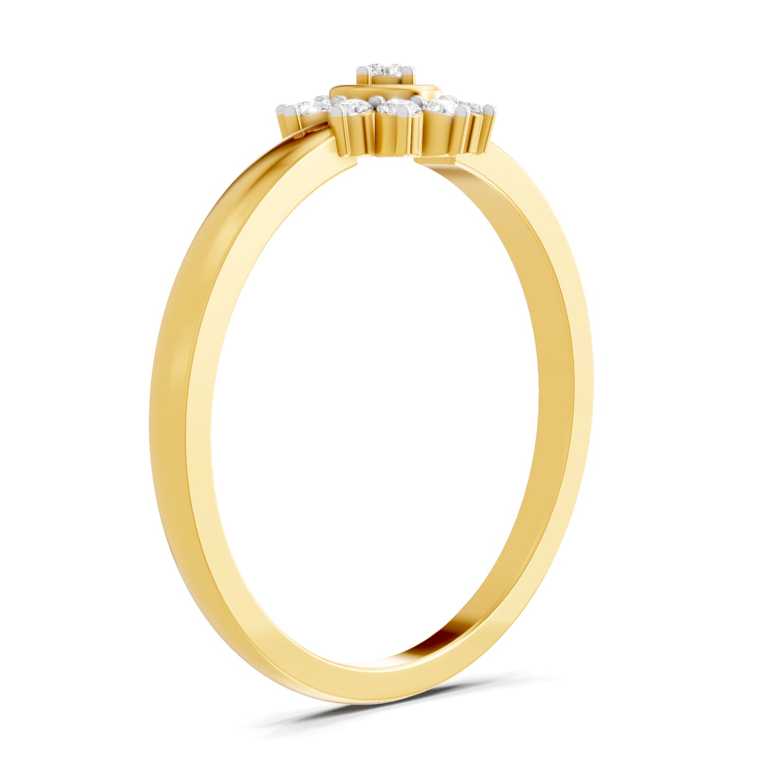 0.16 Carat | 925 Sterling Silver Gold Plated Daisy Cluster Ring