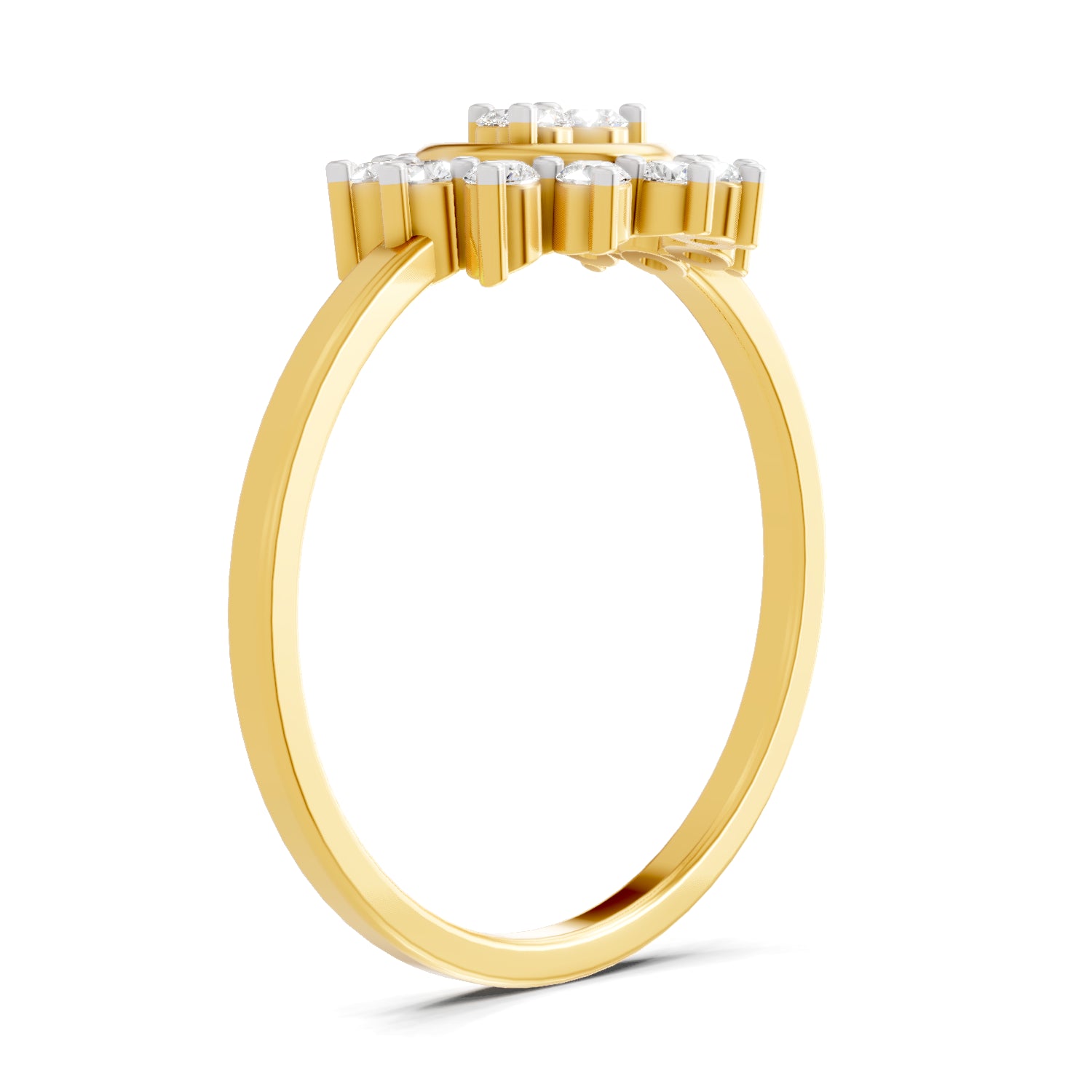 0.21 Carat | 925 Sterling Silver Gold Plated Sunburst Bloom Ring