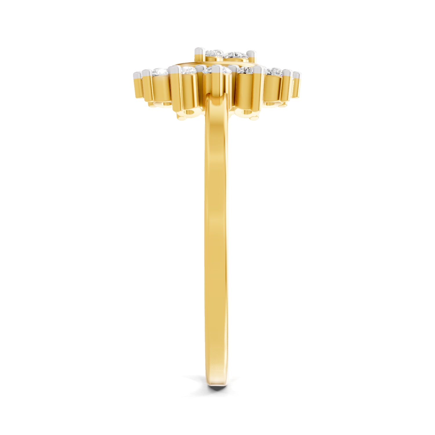 0.21 Carat | 925 Sterling Silver Gold Plated Sunburst Bloom Ring