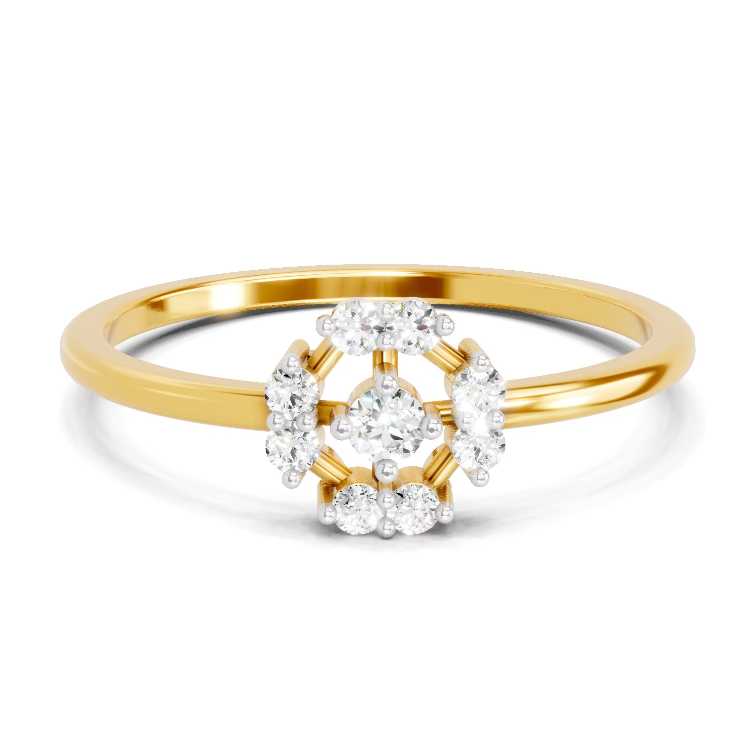 0.13 Carat  | 925 Sterling Silver Gold Plated Fashion Ring