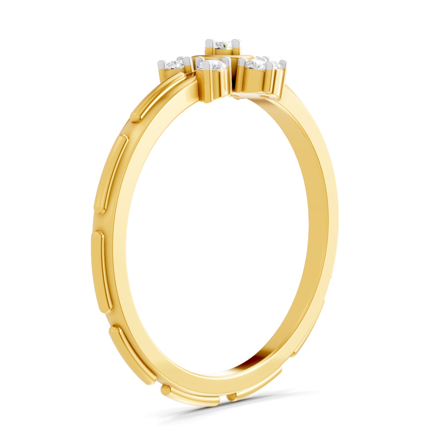 0.12 Carat | 925 Sterling Silver Gold Plated floral cluster Ring