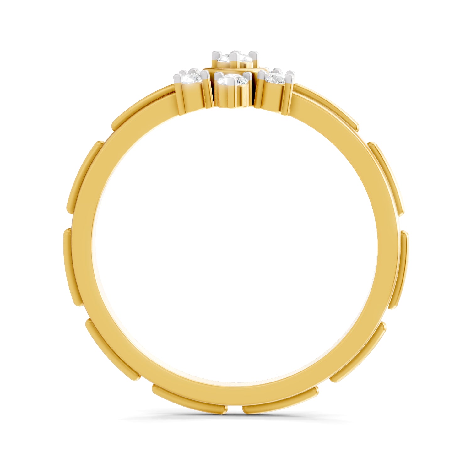 0.12 Carat | 925 Sterling Silver Gold Plated floral cluster Ring