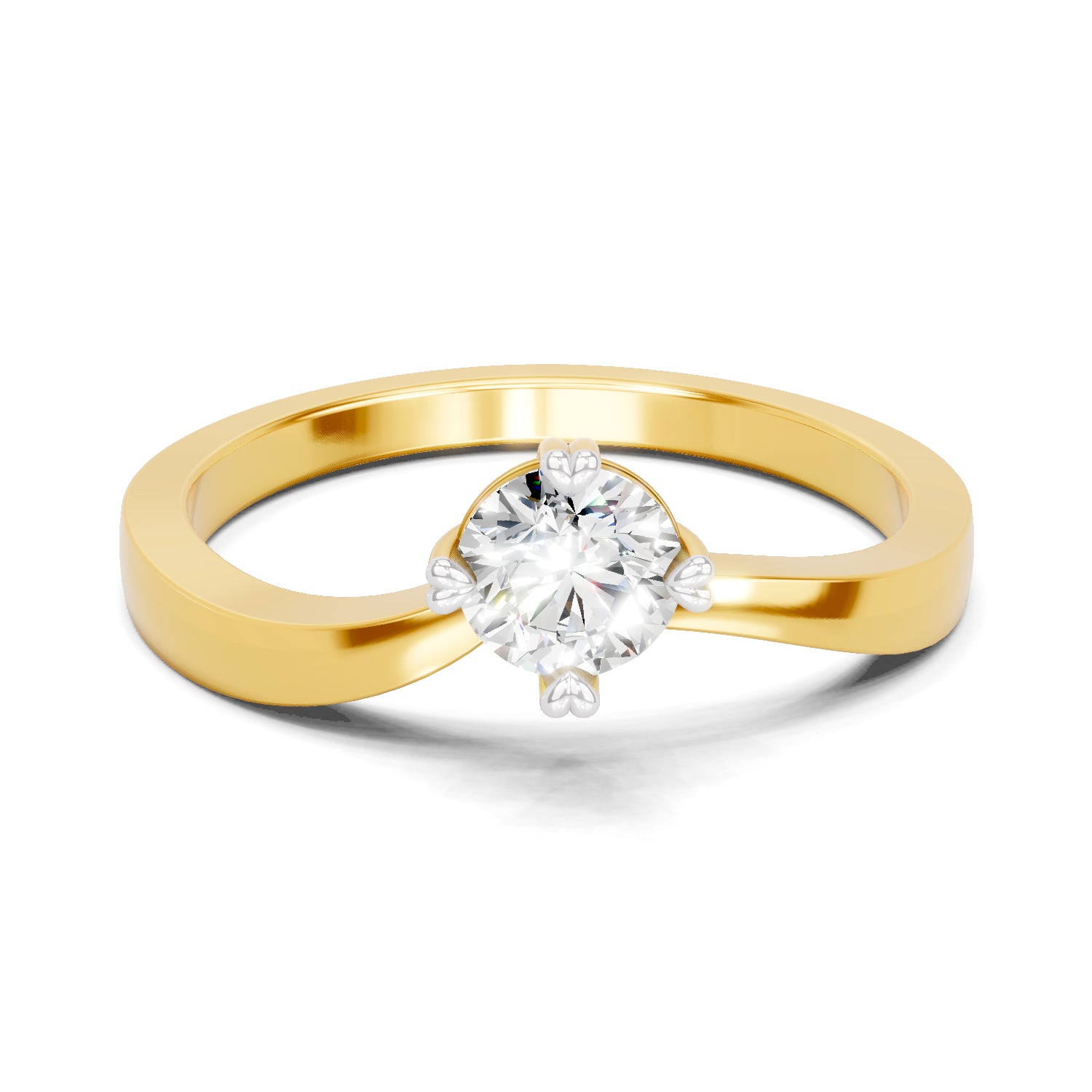 0.39 Carat | 925 Sterling Silver Gold Plated Four-Prong Bypass Ring