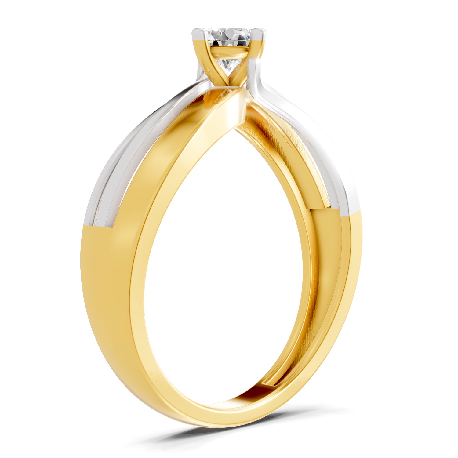 0.25 Carat | 925 Sterling Silver Gold Plated Two-Tone Twisted Shank Ring