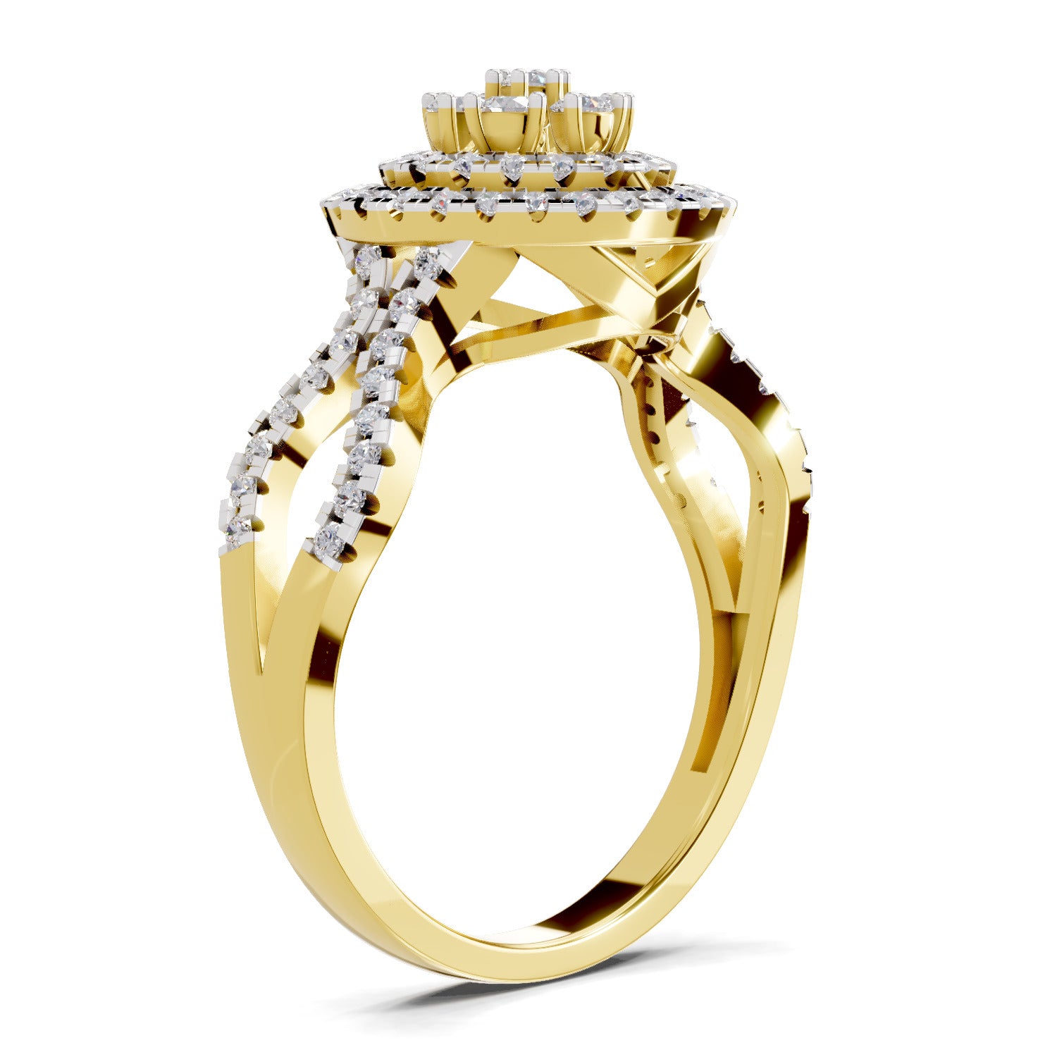 0.61 Carat  | 925 Sterling Silver Gold Plated Fashion Ring