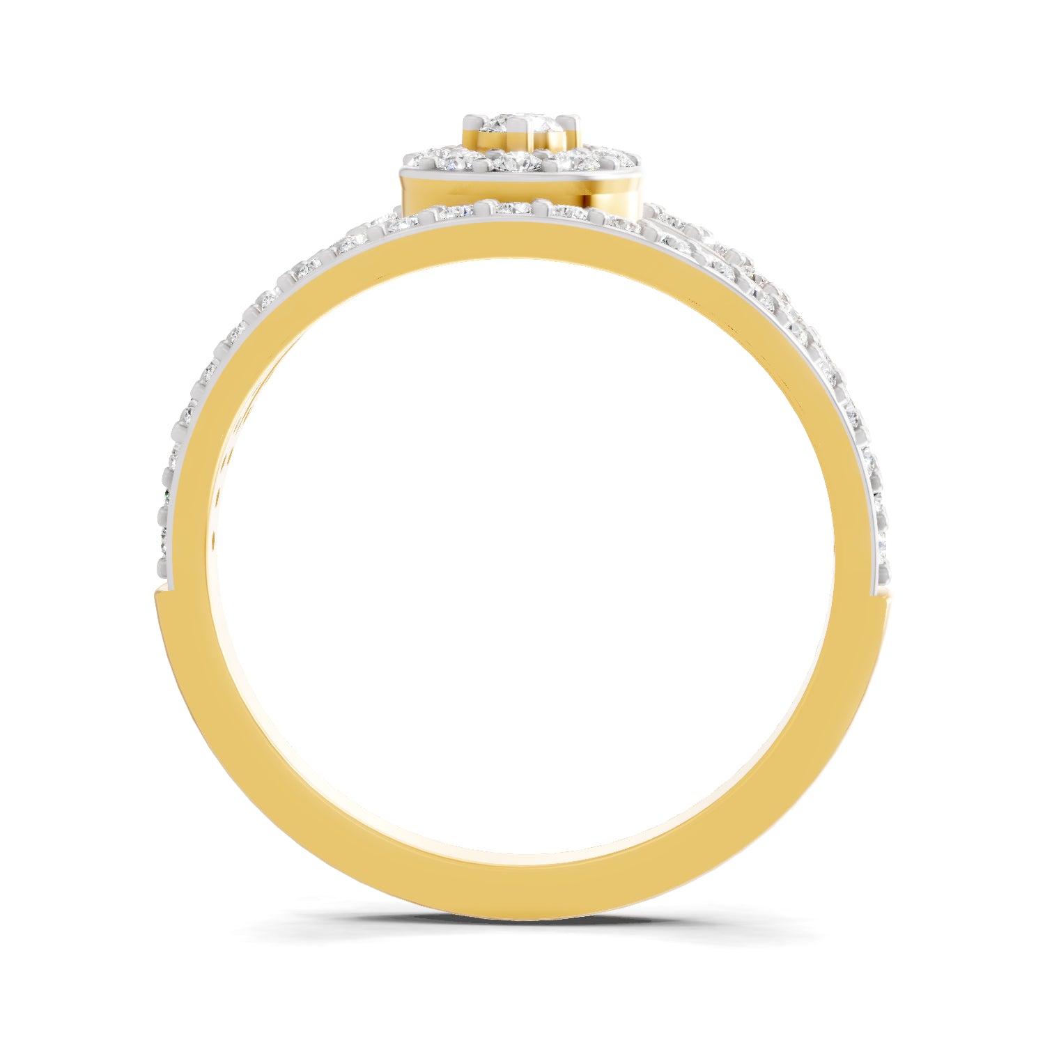 0.84 Carat | 925 Sterling Silver Gold Plated Pave Eye Diamond  Ring