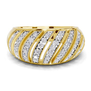 0.65 Carat Round Shape Diamond | 925 Sterling Silver Gold Plated Swirl Band Ring
