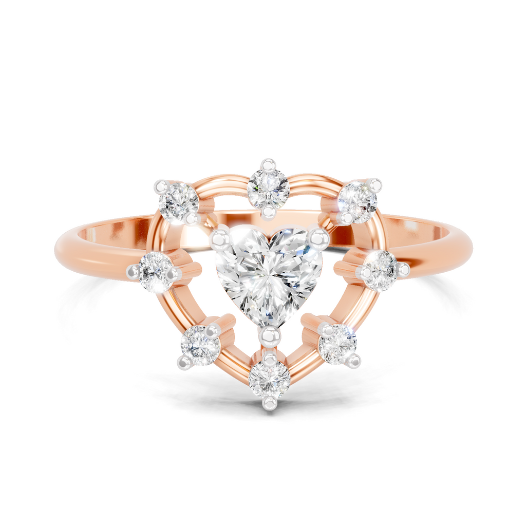 0.44 Carat Heart & Round Shape Diamond Ring | 14K Rose Gold