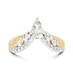 0.48 Carat Pear, Marquise & Round Shape Diamond Chevron Ring | 14K Yellow Gold