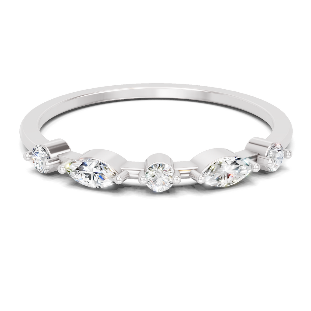 0.24 Carat Round & Marquise Shape Diamond Five-Stone Ring | 14K White Gold