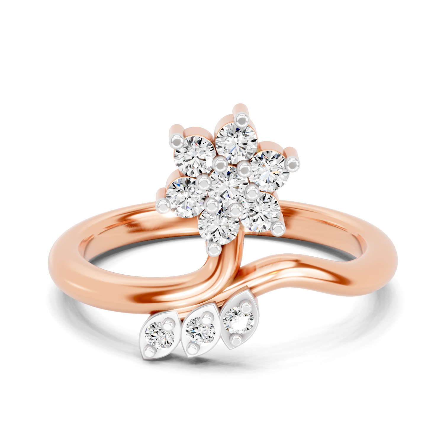 Sparkles Lab Grown Diamond 0.18 Floral Cluster Head Ring| 14K Rose Gold