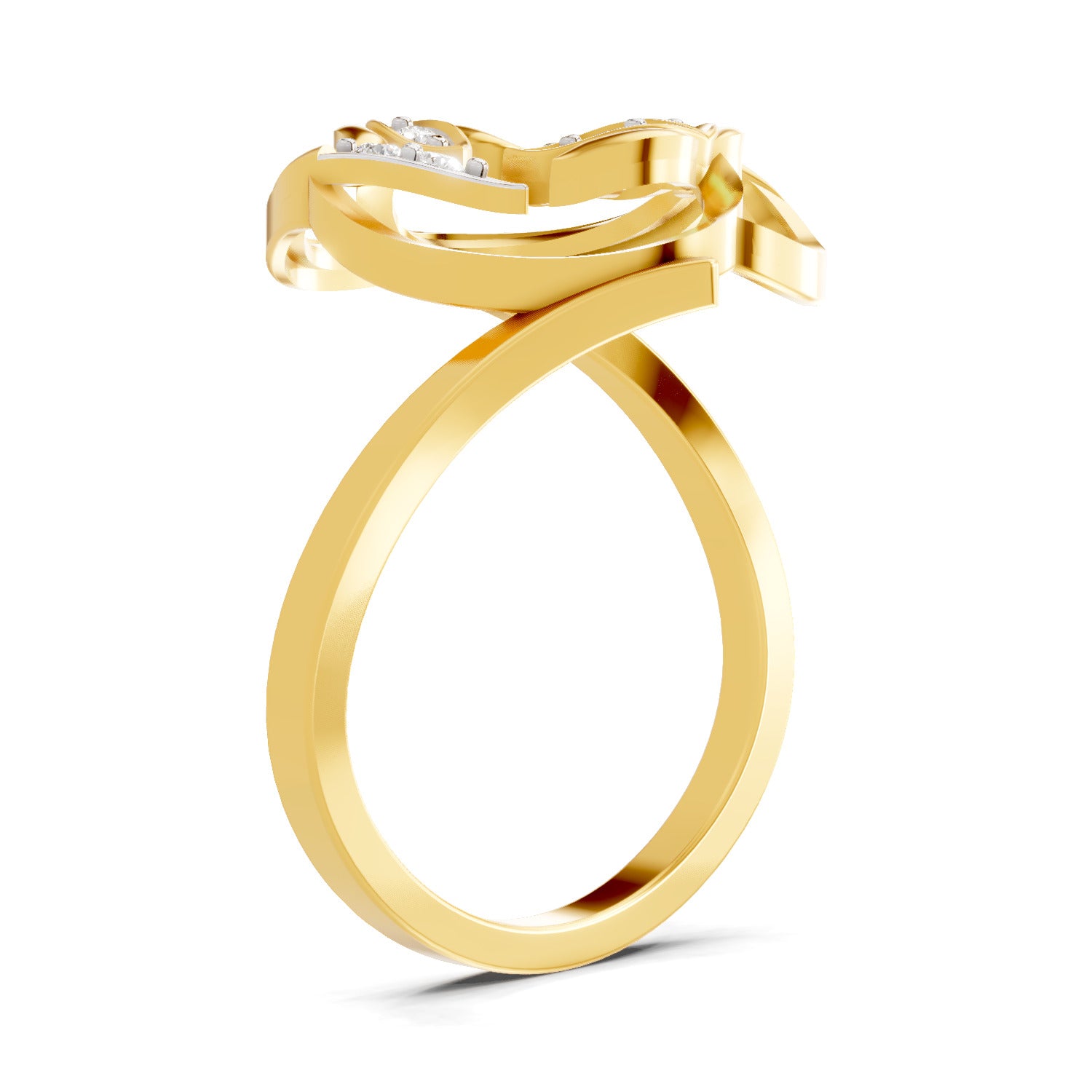 0.09 Ct | 925 Sterling Silver Yellow Gold Plated Lotus Ring