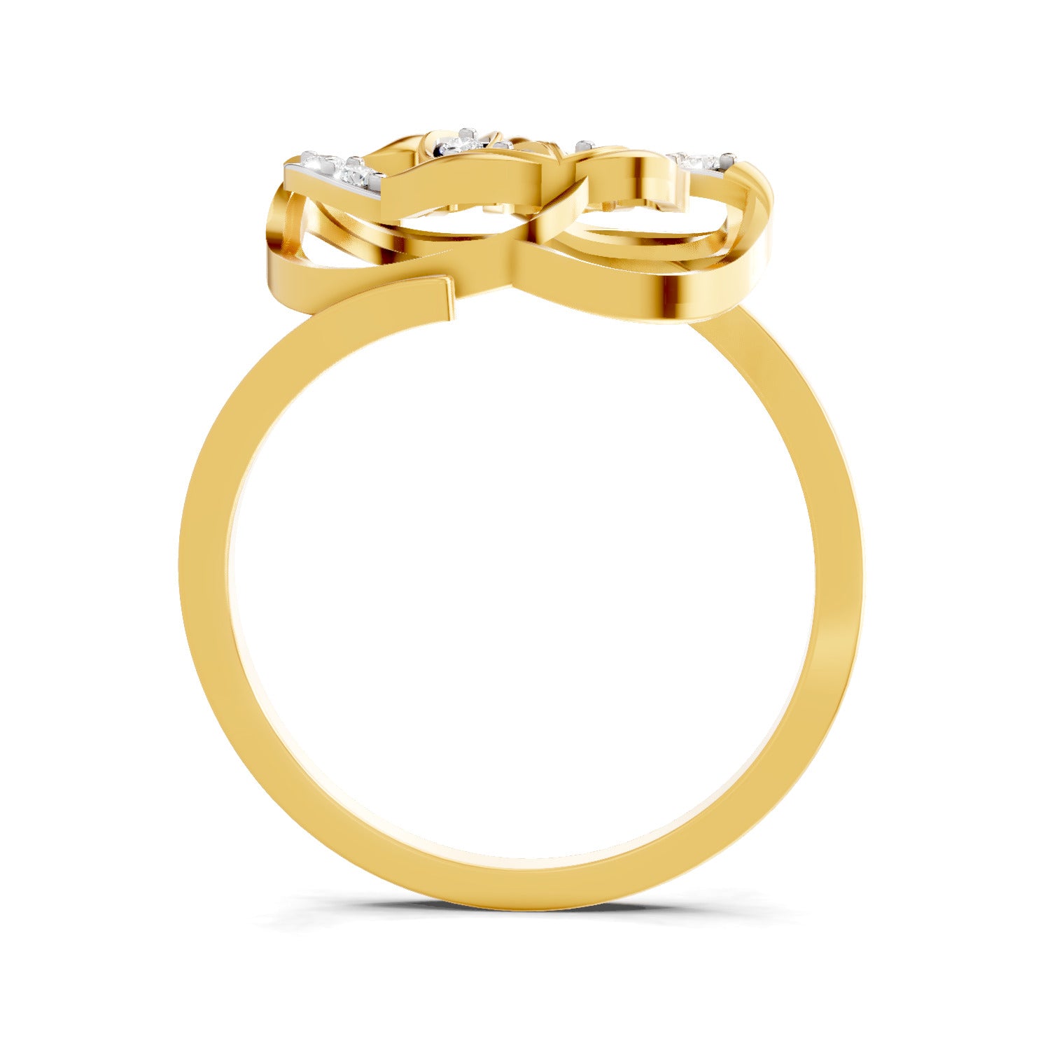 0.09 Ct | 925 Sterling Silver Yellow Gold Plated Lotus Ring