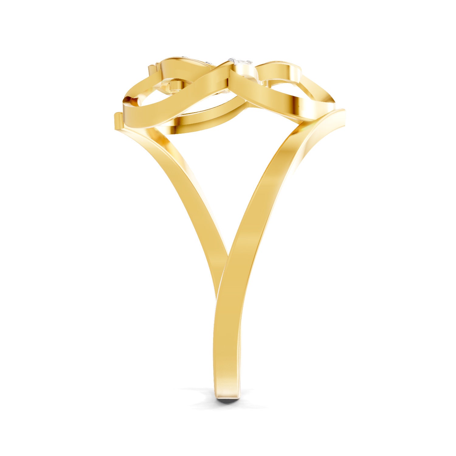 0.09 Ct | 925 Sterling Silver Yellow Gold Plated Lotus Ring