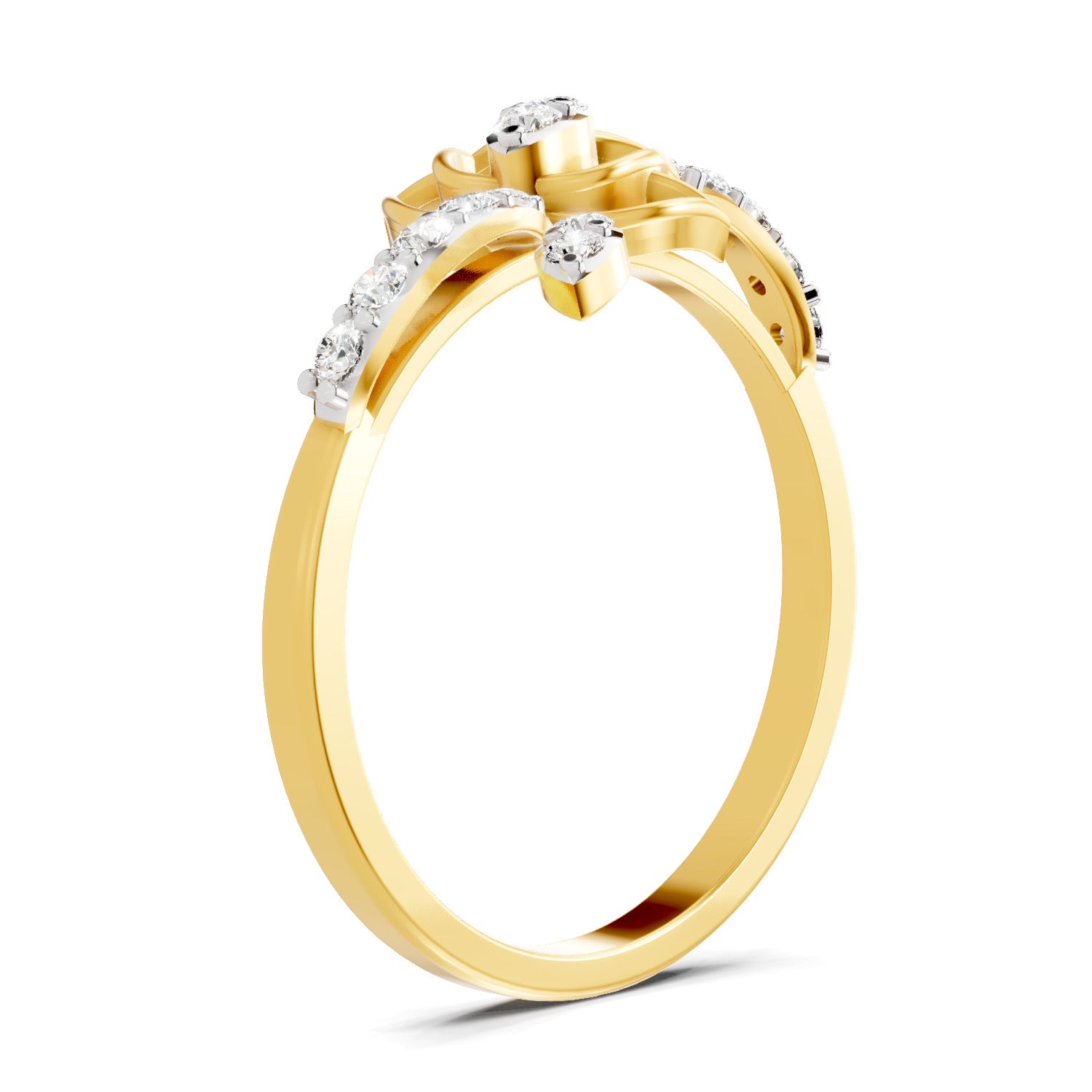 0.18 Ct | 925 Sterling Silver Yellow Gold Plated Lotus Ring