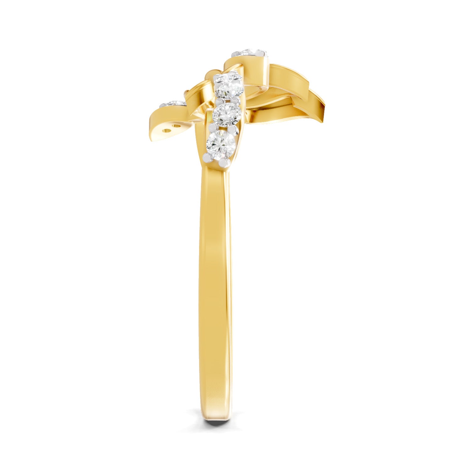 0.18 Ct | 925 Sterling Silver Yellow Gold Plated Lotus Ring