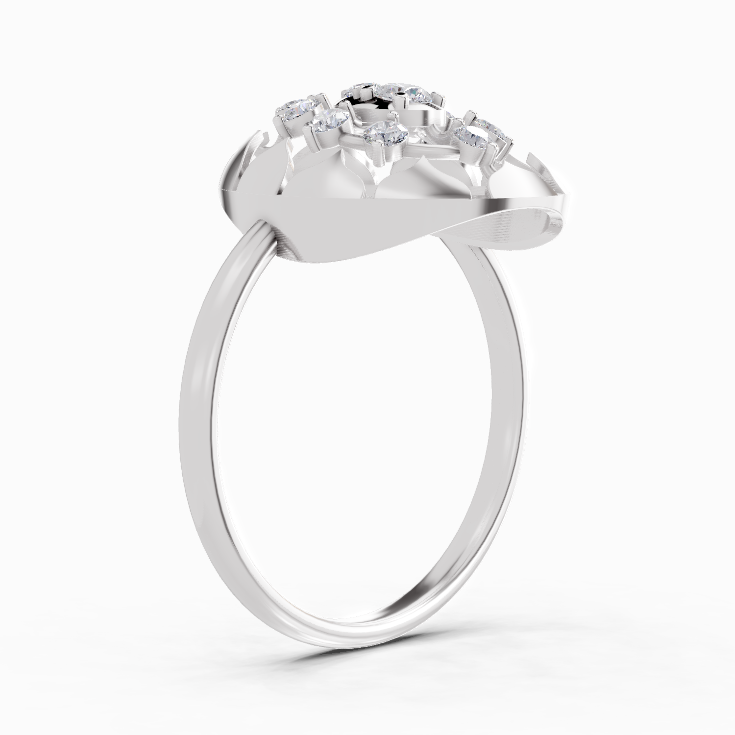 Sparkles Lab Grown Diamond 0.23 Floral Bypass Ring| 14K White Gold