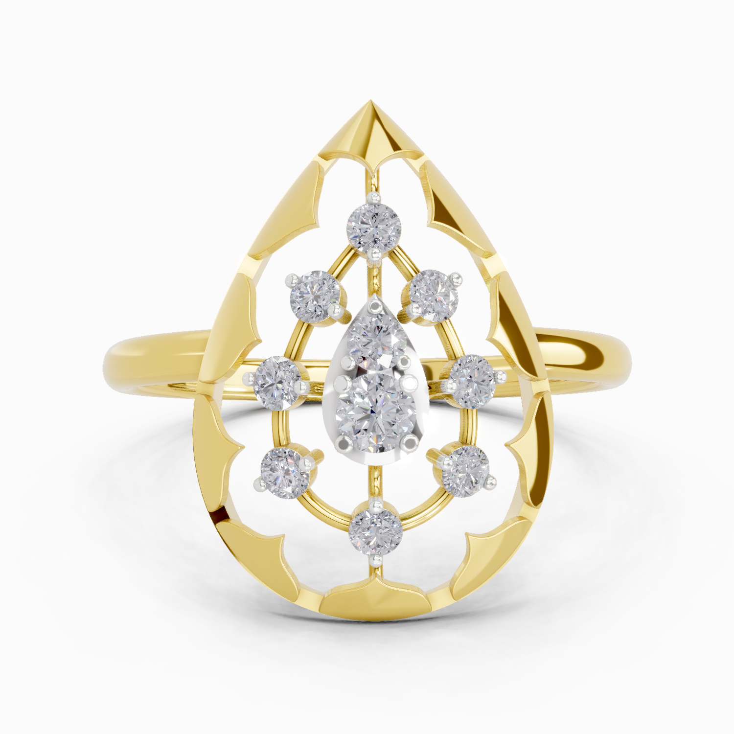 Sparkles Lab Grown Diamond 0.23 Floral Bypass Ring| 14K Yellow Gold