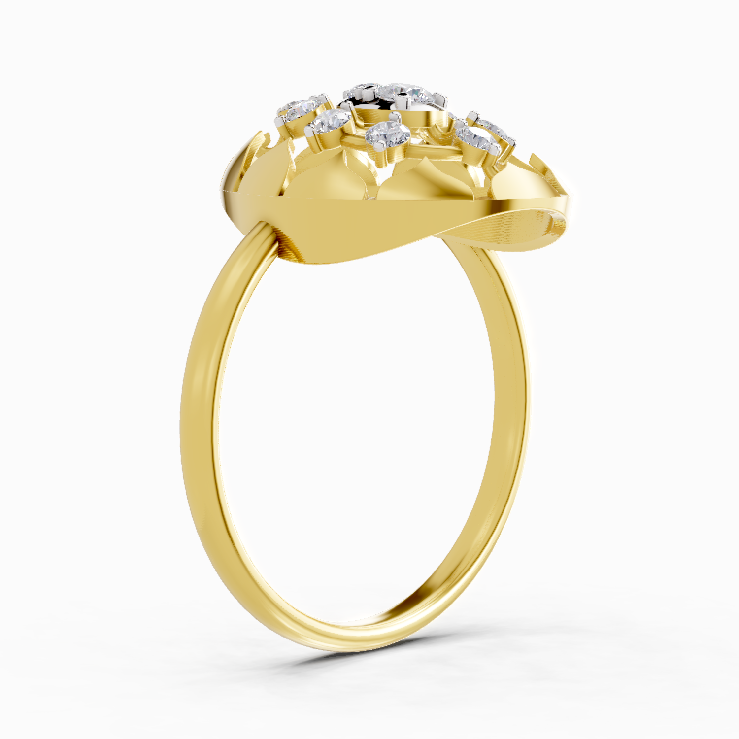 Sparkles Lab Grown Diamond 0.23 Floral Bypass Ring| 14K Yellow Gold