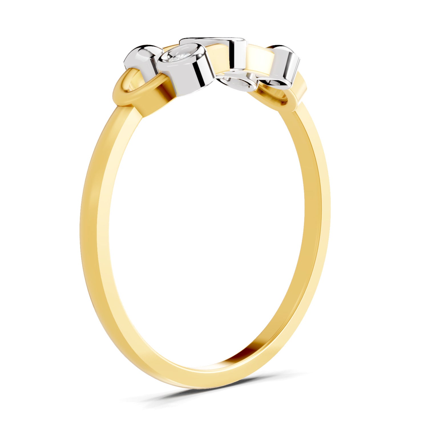 0.11 Ct | 925 Sterling Silver Yellow Gold Plated 3 Stone Ring