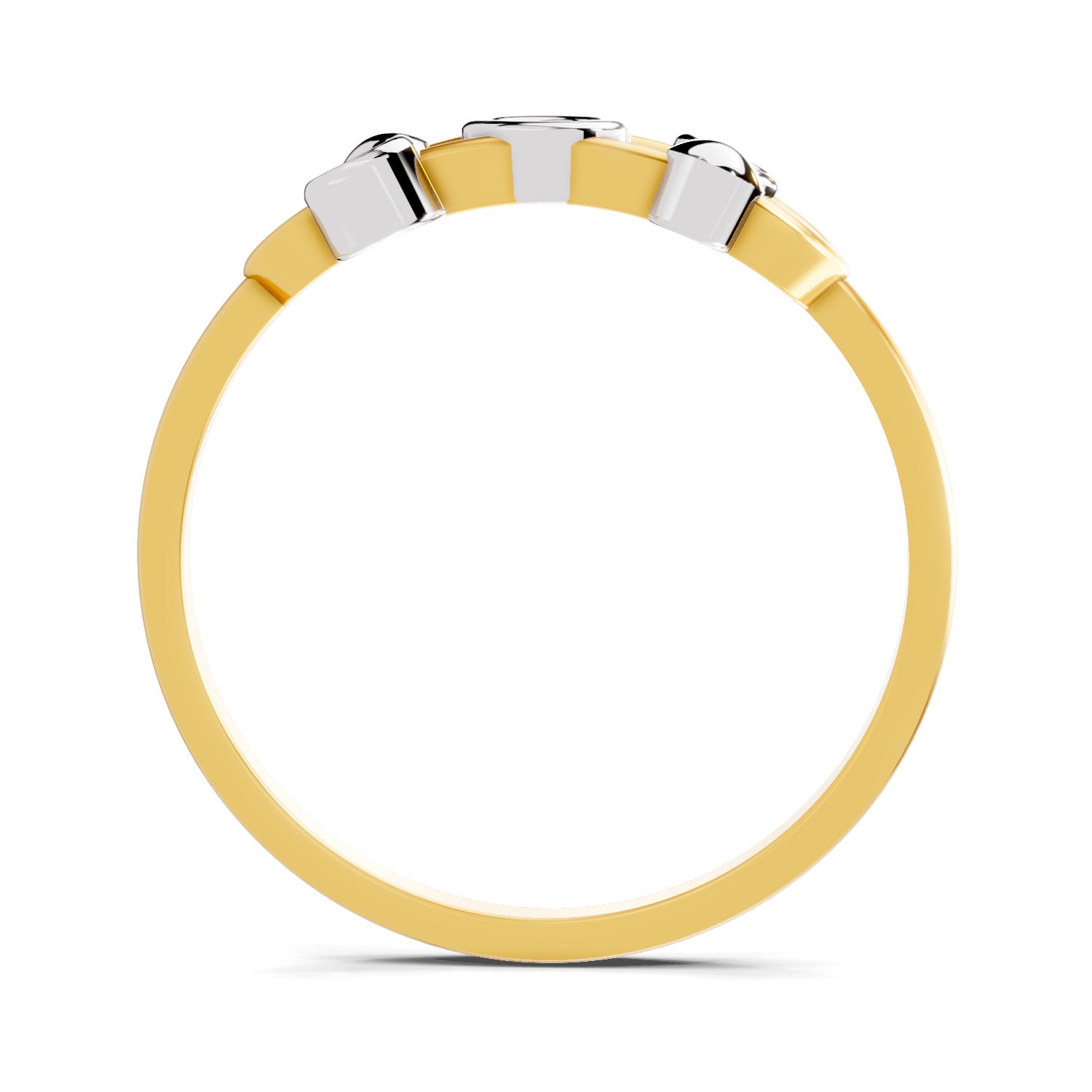 0.11 Ct | 925 Sterling Silver Yellow Gold Plated 3 Stone Ring