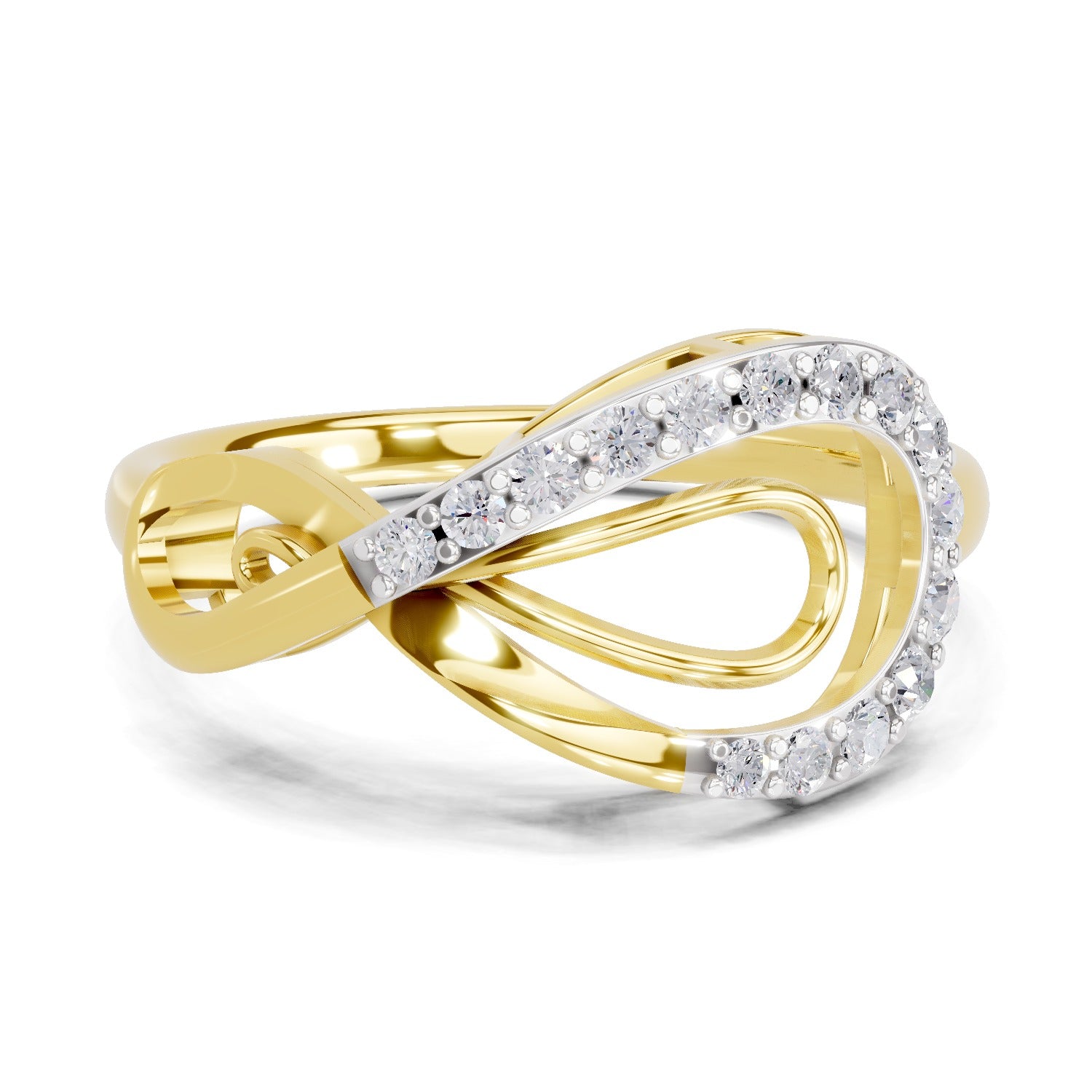 0.24 Ct | 925 Sterling Silver Yellow Gold Plated Infinity Ring