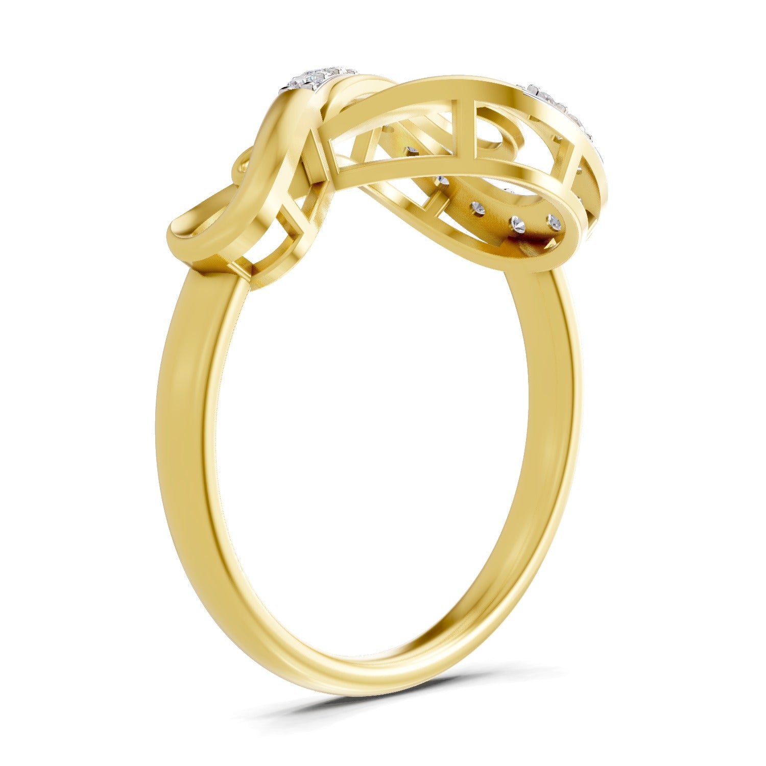 0.24 Ct | 925 Sterling Silver Yellow Gold Plated Infinity Ring