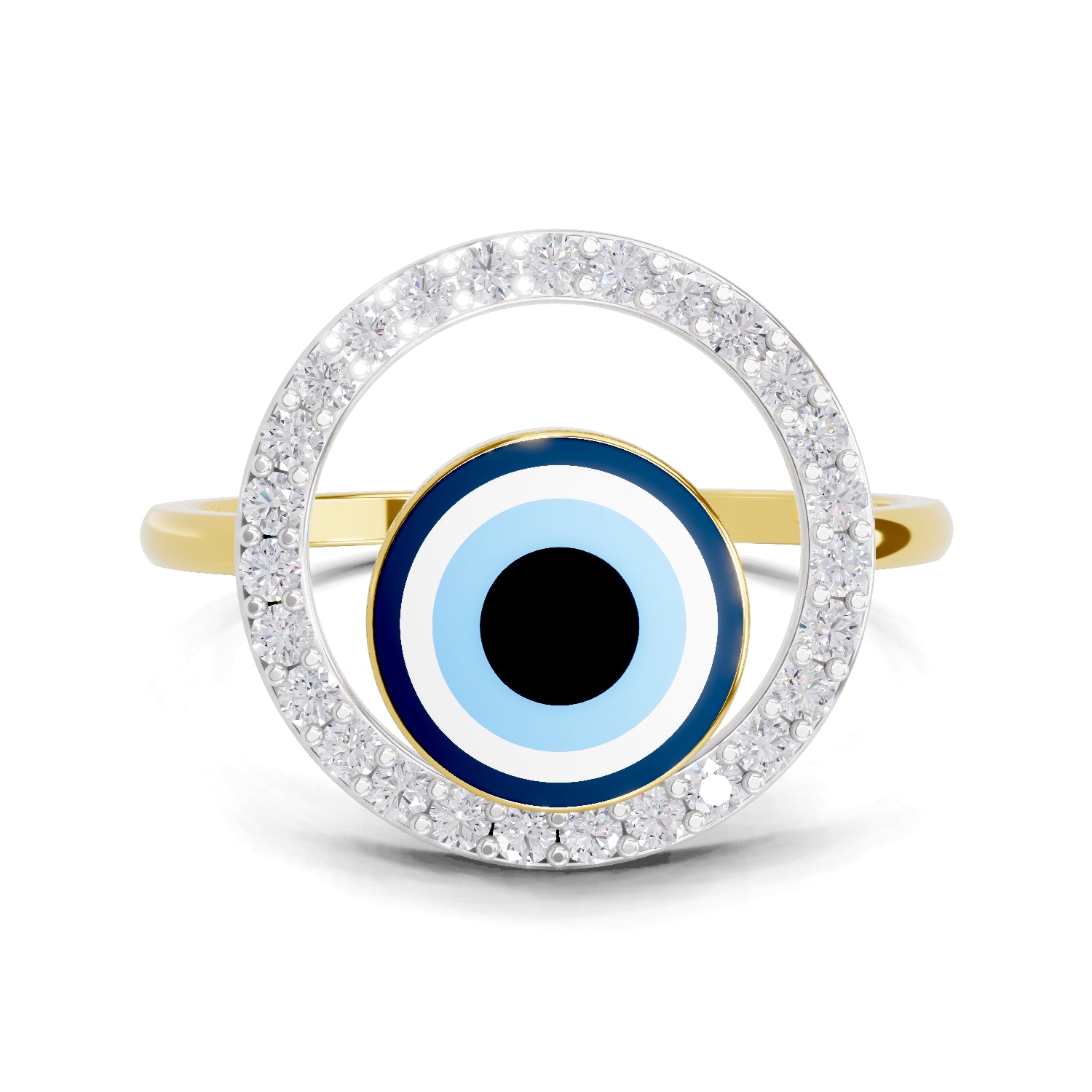 0.2 Carat  | 925 Sterling Silver Gold Plated Evil Eye Ring