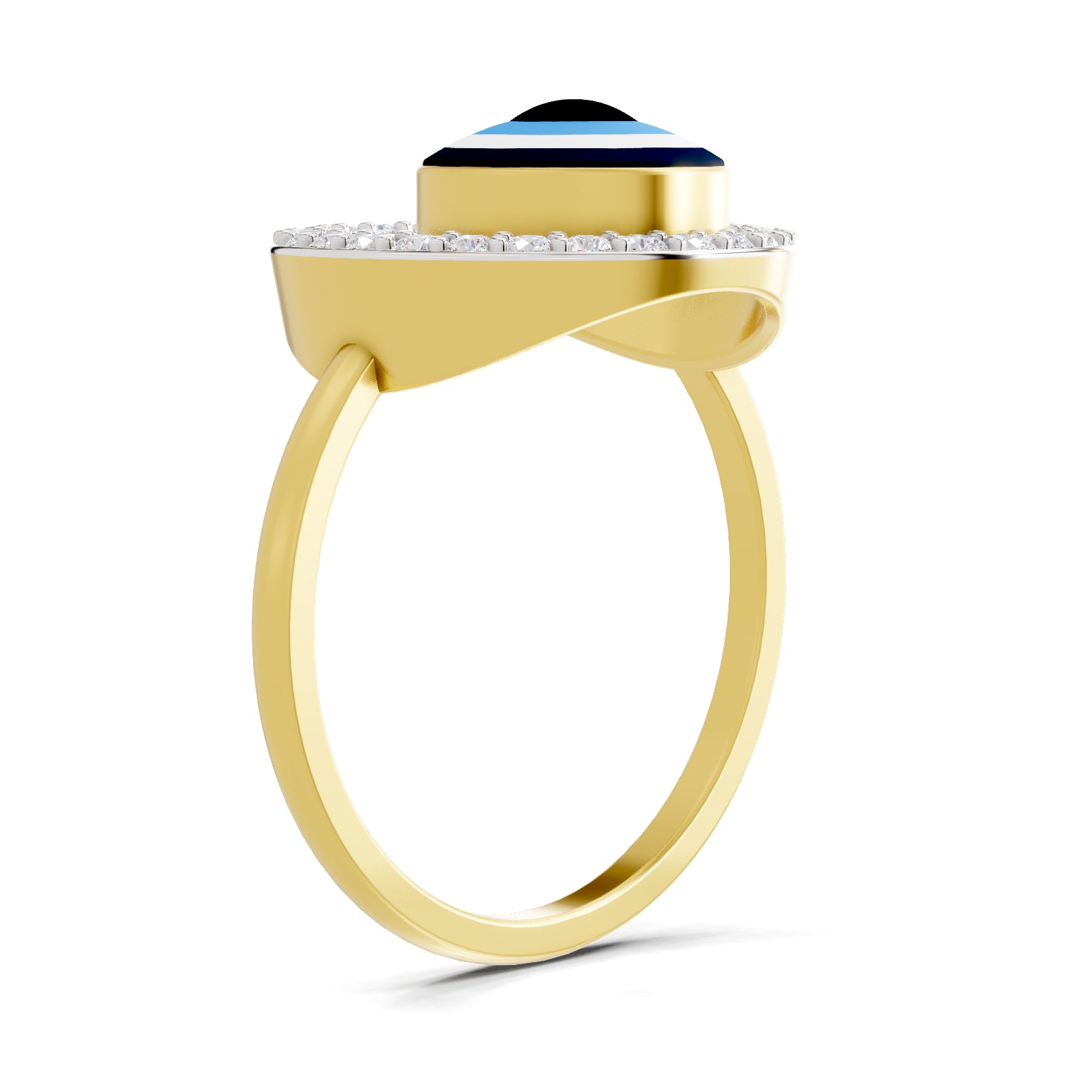 0.2 Carat  | 925 Sterling Silver Gold Plated Evil Eye Ring