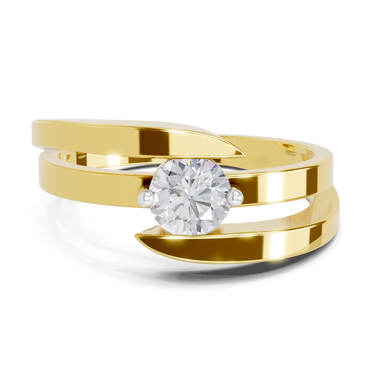 0.5 Carat  | 925 Sterling Silver Gold Plated Solitaire Ring