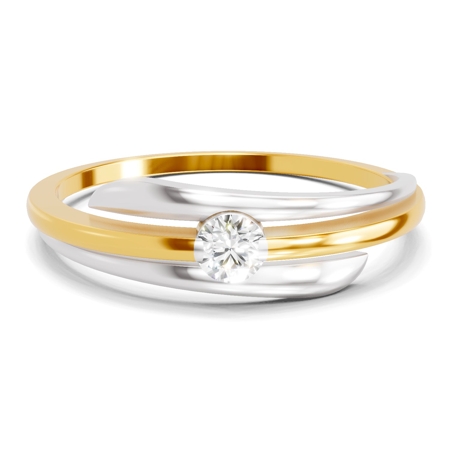 0.2 Carat  | 925 Sterling Silver Gold Plated Solitaire Ring