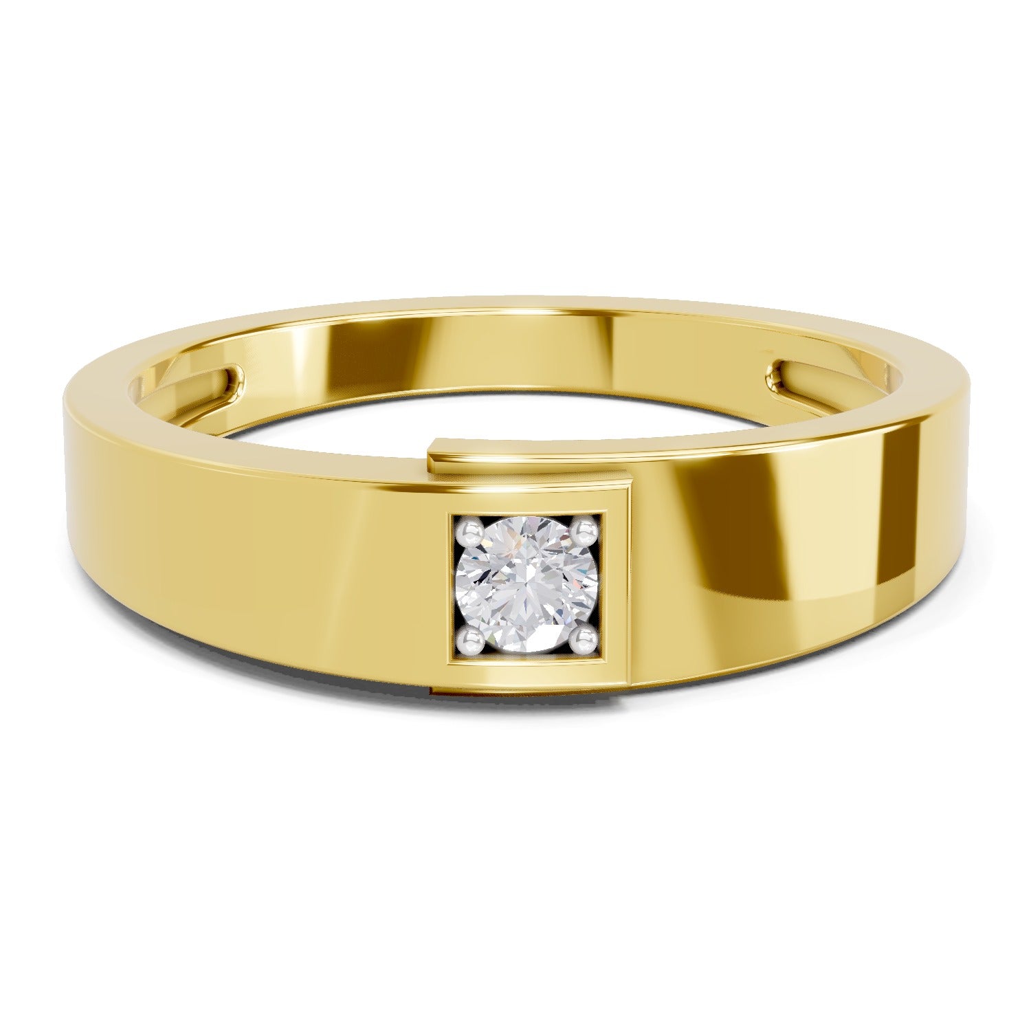 0.11 Carat  | 925 Sterling Silver Gold Plated Solitaire Ring