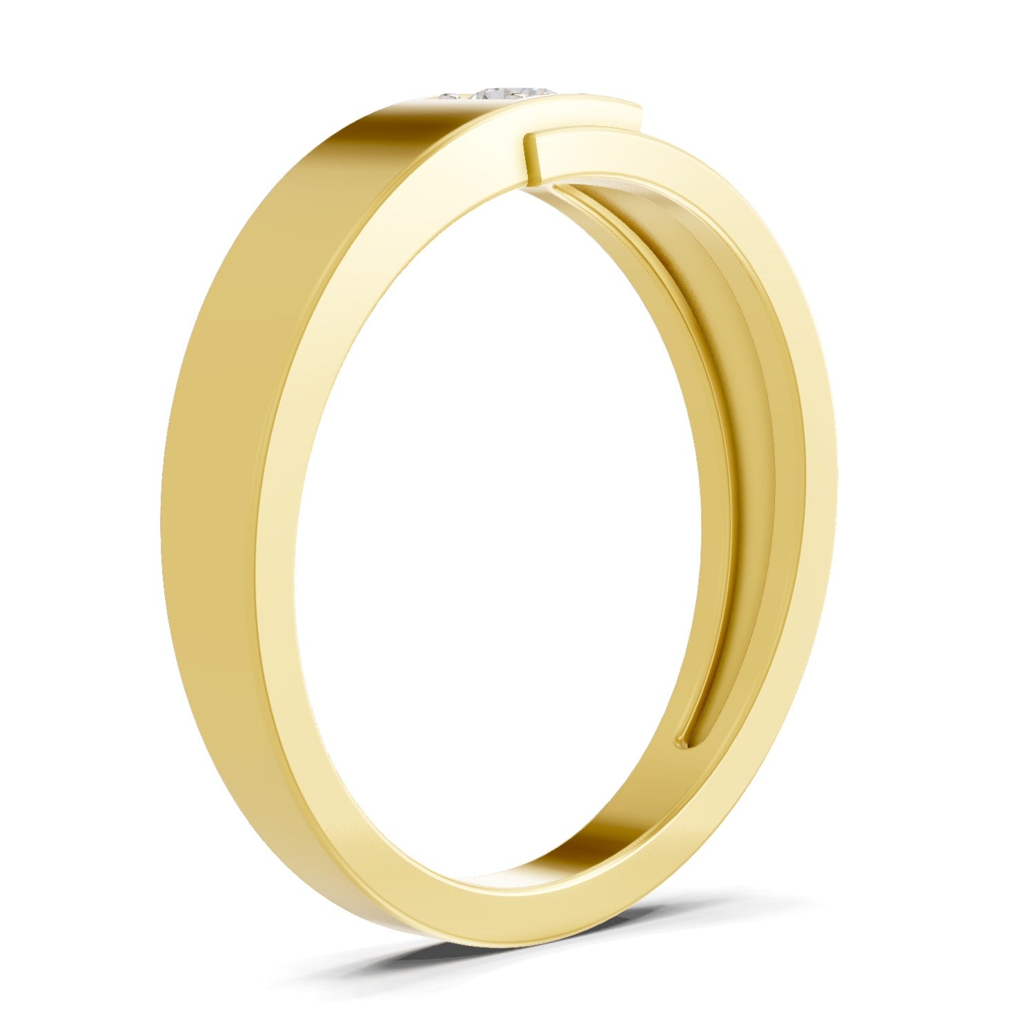 0.11 Carat  | 925 Sterling Silver Gold Plated Solitaire Ring