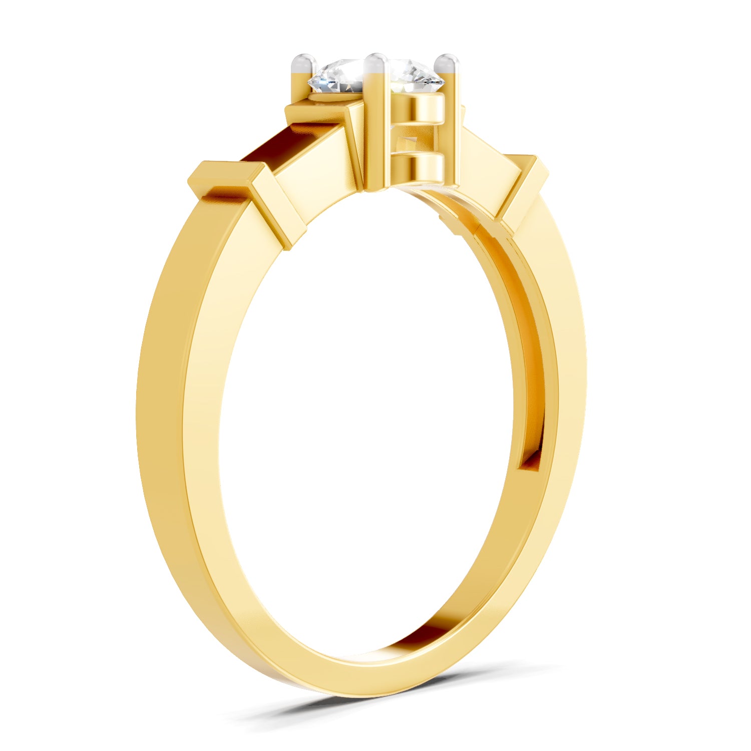 0.5 Carat  | 925 Sterling Silver Gold Plated 4 Prong Solitaire Ring