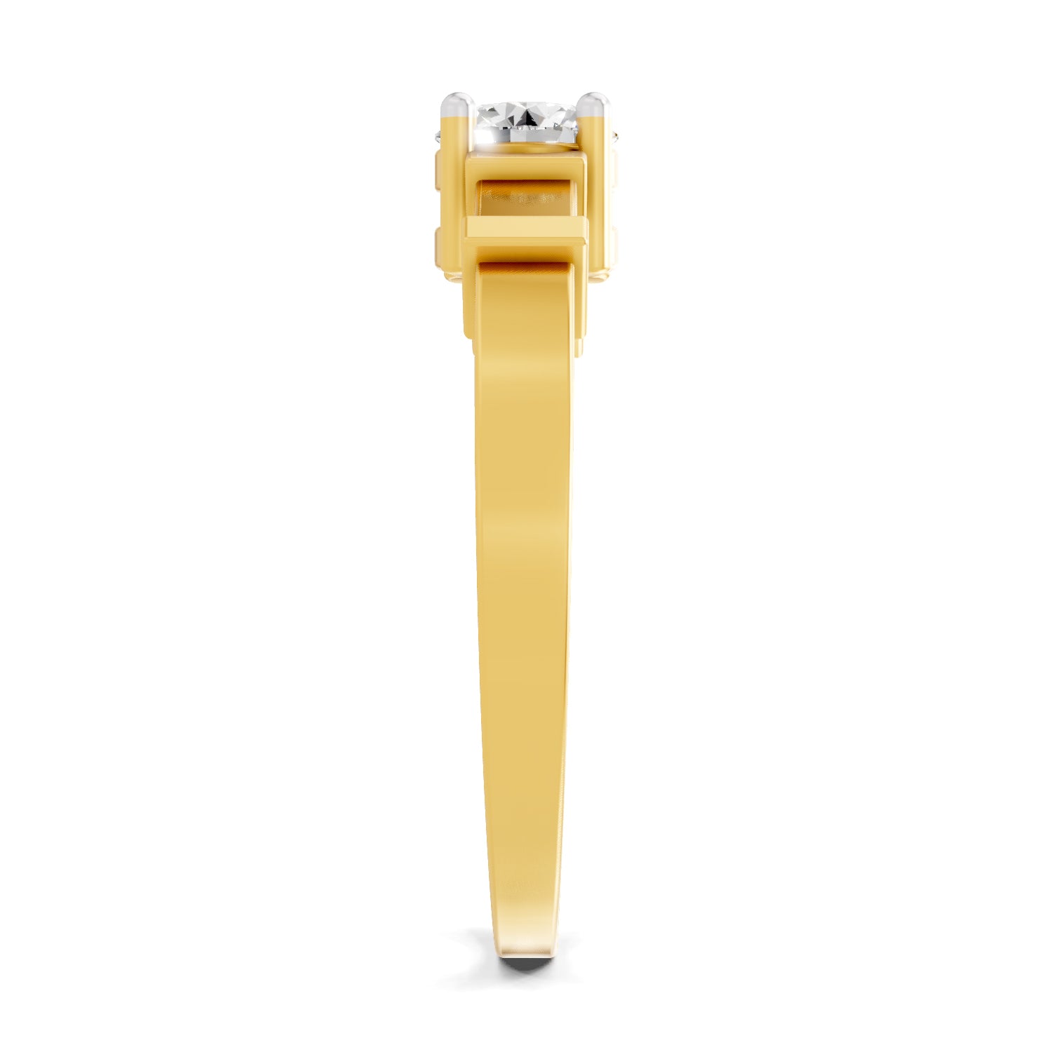 0.5 Carat  | 925 Sterling Silver Gold Plated 4 Prong Solitaire Ring