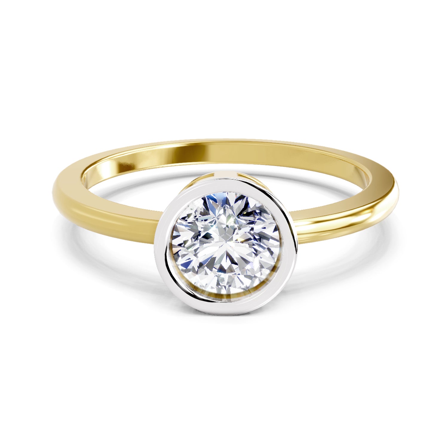 Bezel Solitaire Lab Grown Diamonds 0.15 Ct 14Kt Yellow Gold