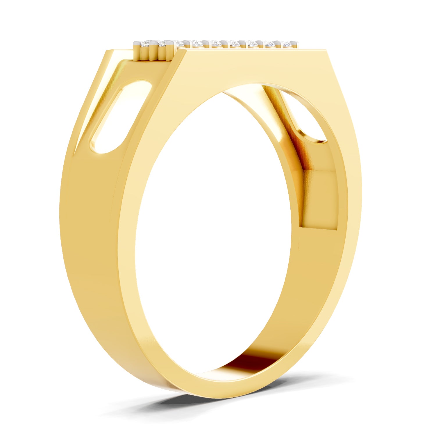 0.26 Carat  | 925 Sterling Silver Gold Plated Diamond Bar Fashion Ring