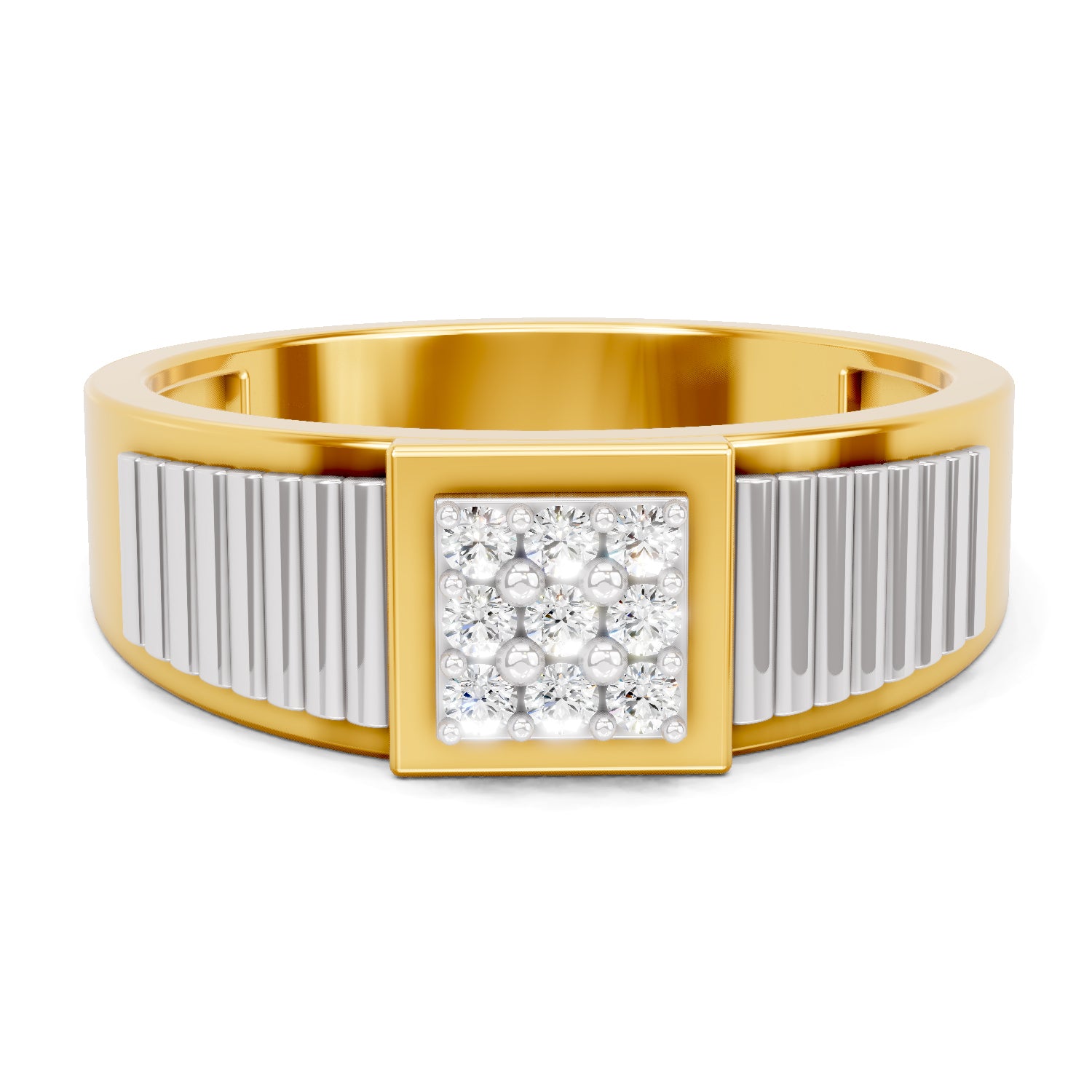 0.14 Carat  | 925 Sterling Silver Gold Plated Cluster Ring