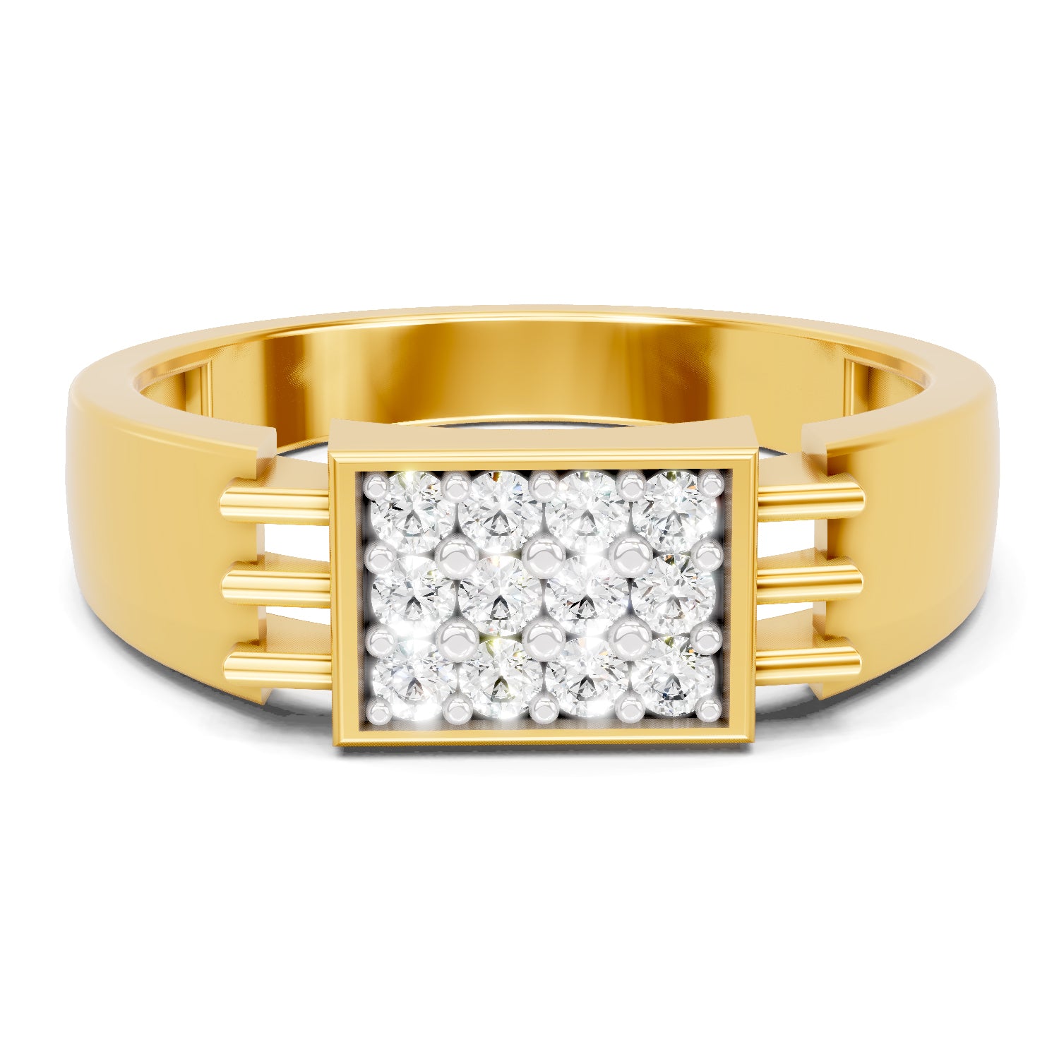 0.26 Carat  | 925 Sterling Silver Gold Plated Cluster Ring