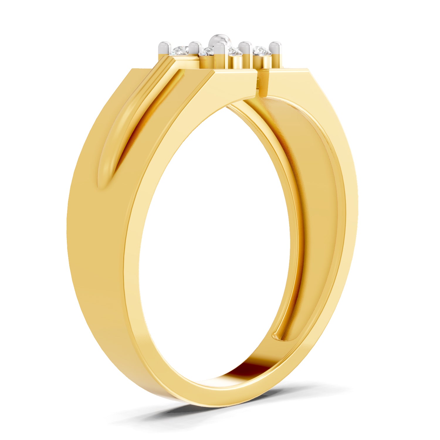 0.24 Carat  | 925 Sterling Silver Gold Plated Four Stone Ring