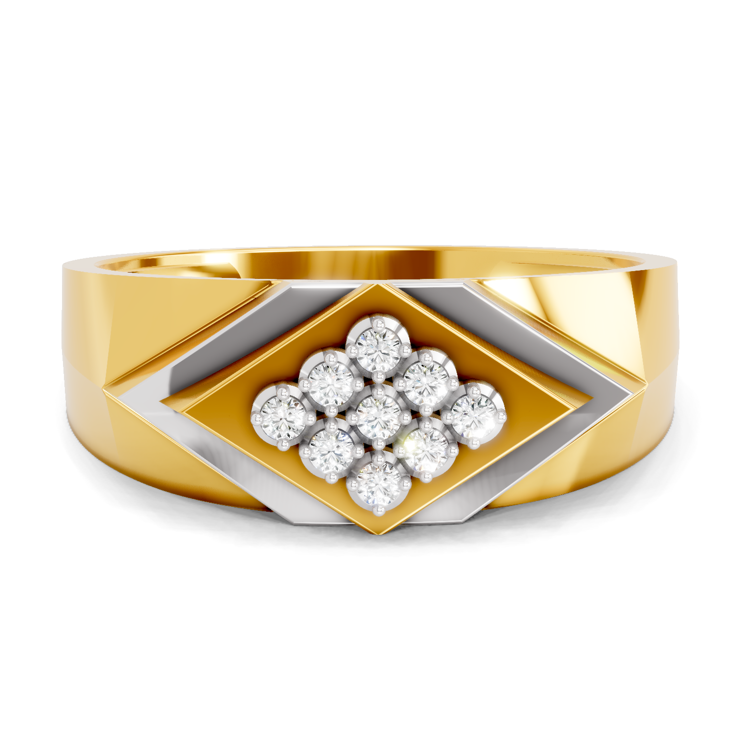 0.14 Carat| 925 Sterling Silver Gold Plated Regal Prism Ring