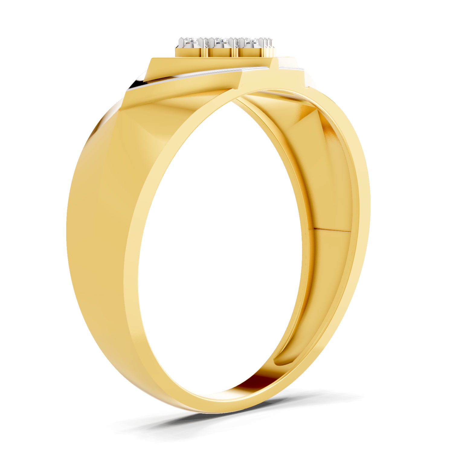 0.14 Carat| 925 Sterling Silver Gold Plated Regal Prism Ring