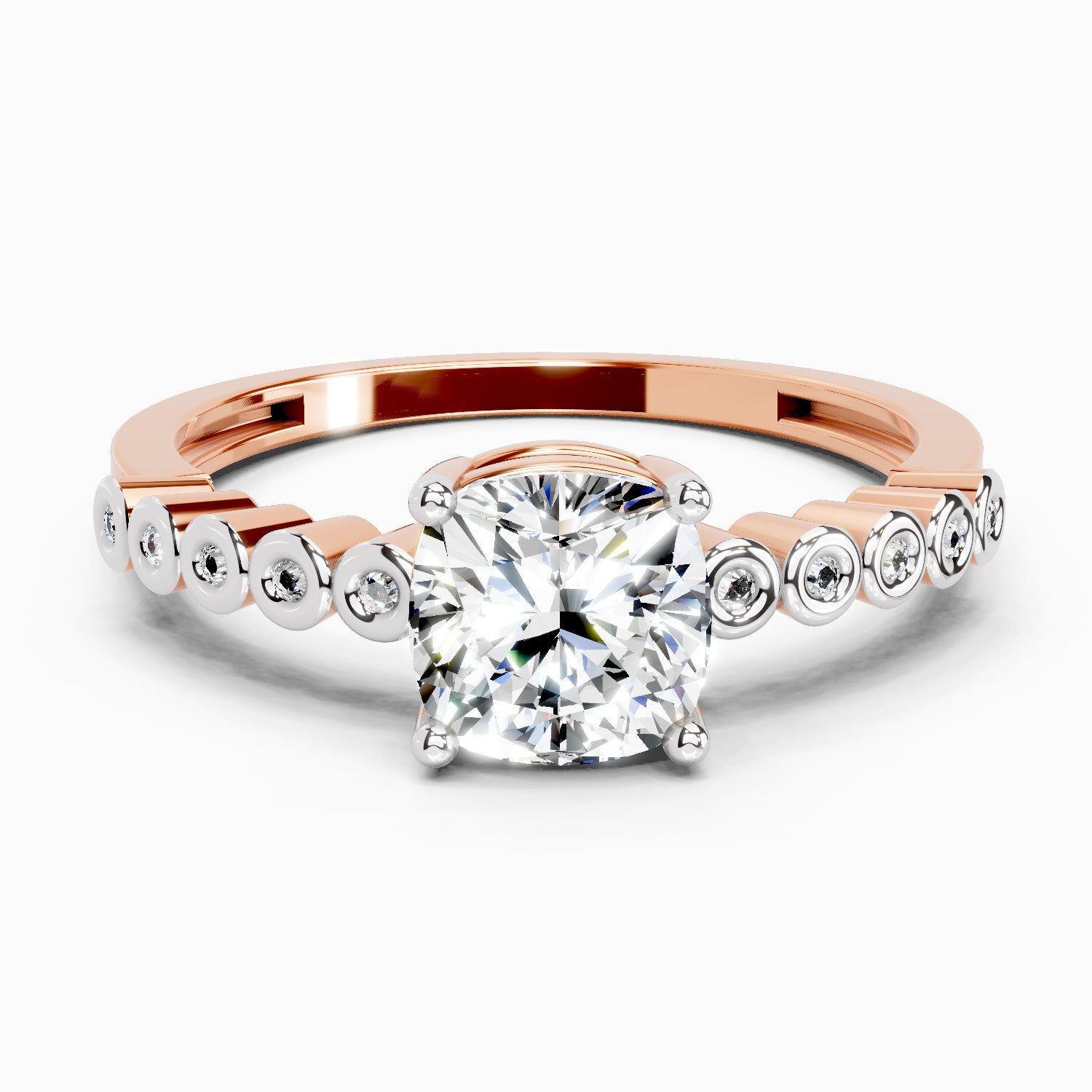 0.58 Ct Cushion Engagement Ring | 14K Rose Gold
