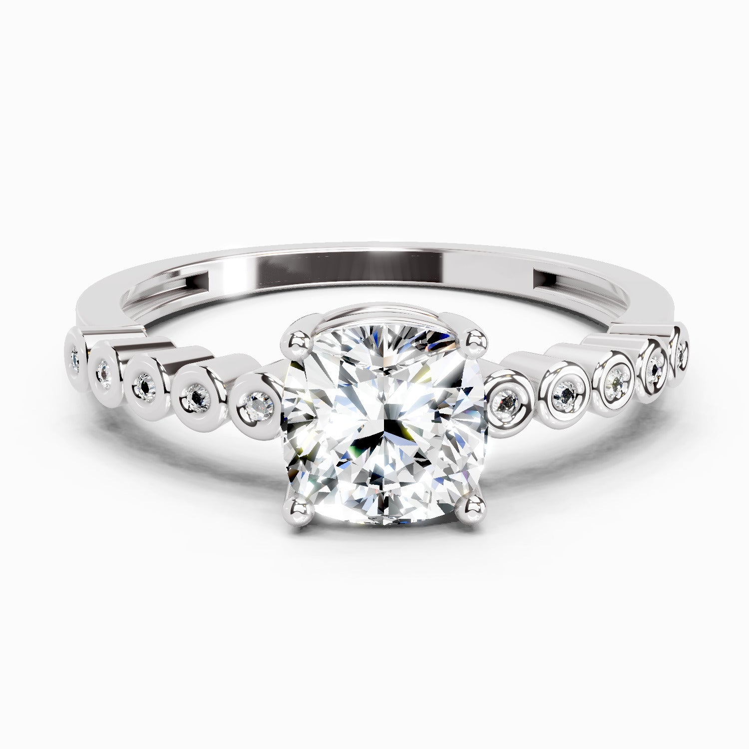 0.58 Ct Cushion Engagement Ring | 14K White Gold