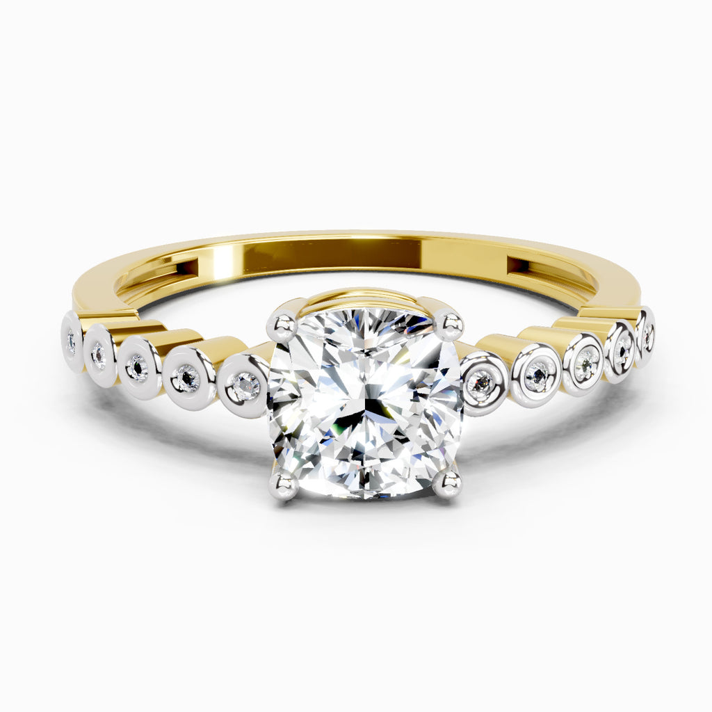 0.58 Ct Cushion Engagement Ring | 14K Yellow Gold