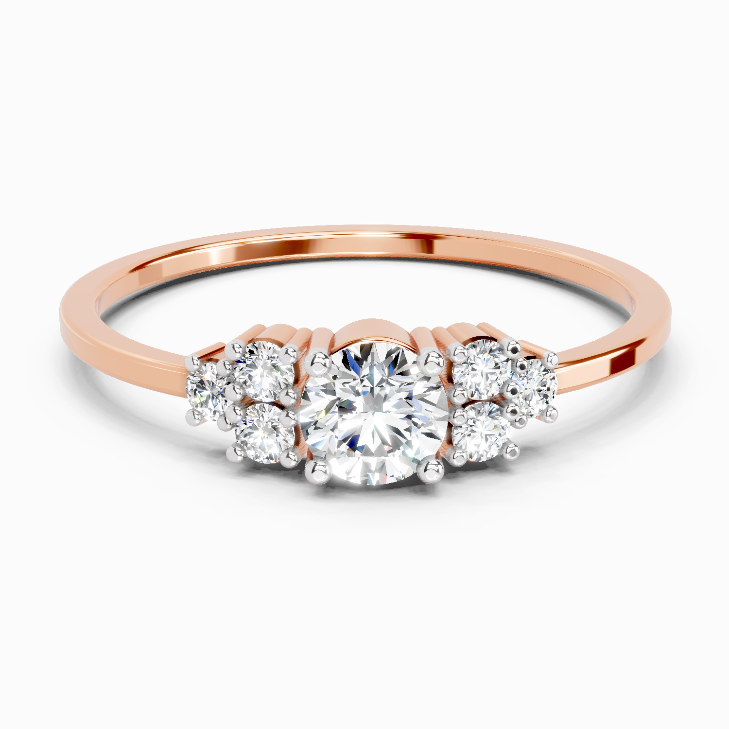 Sparkles Lab Grown Diamond 0.38 Carat Round Shape Cluster Ring| 14K Rose Gold