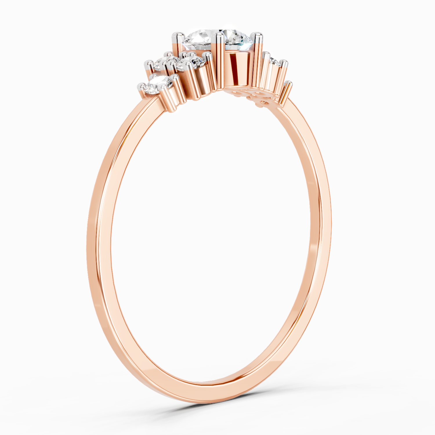 Sparkles Lab Grown Diamond 0.38 Carat Round Shape Cluster Ring| 14K Rose Gold