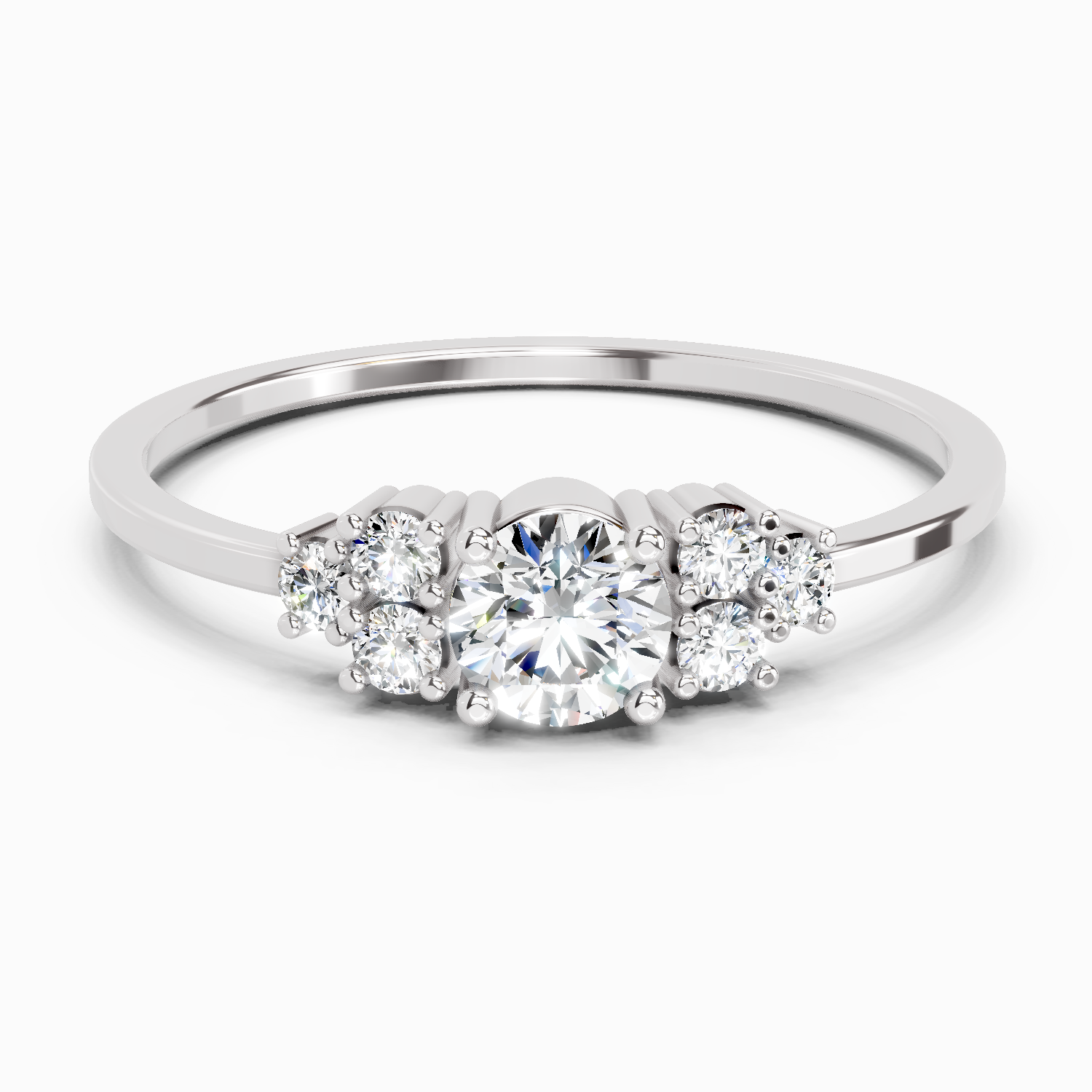 Sparkles Lab Grown Diamond 0.38 Carat Round Shape Cluster Ring| 14K White Gold