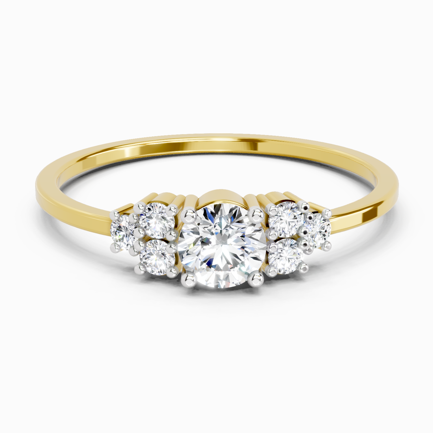 Sparkles Lab Grown Diamond 0.38 Carat Round Shape Cluster Ring| 14K Yellow Gold