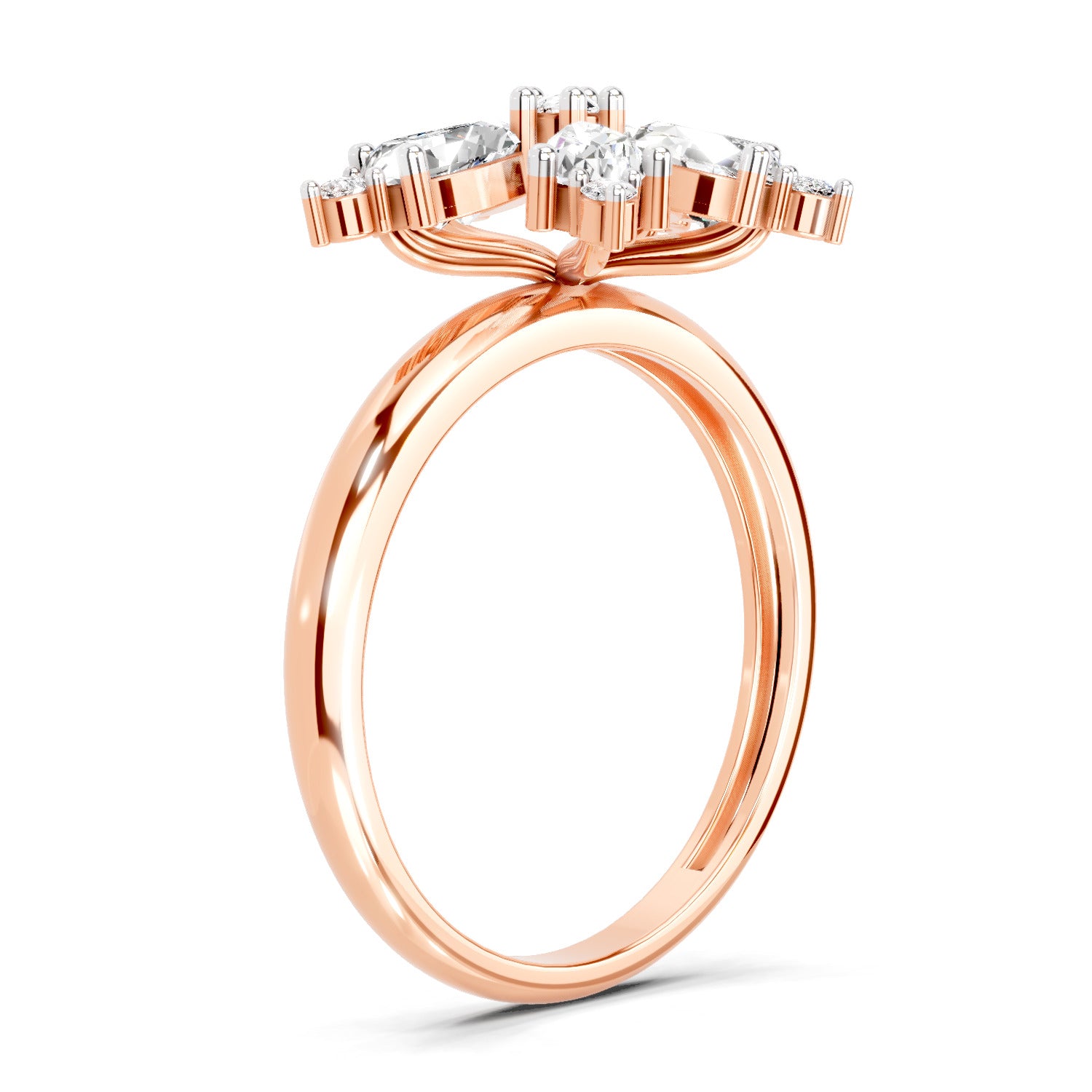 1.61 Ct Pear Shape Floral Diamond Ring | 14K Rose Gold